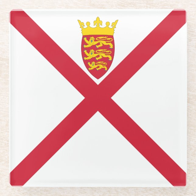 Jersey Flag Glass Coaster (Front)