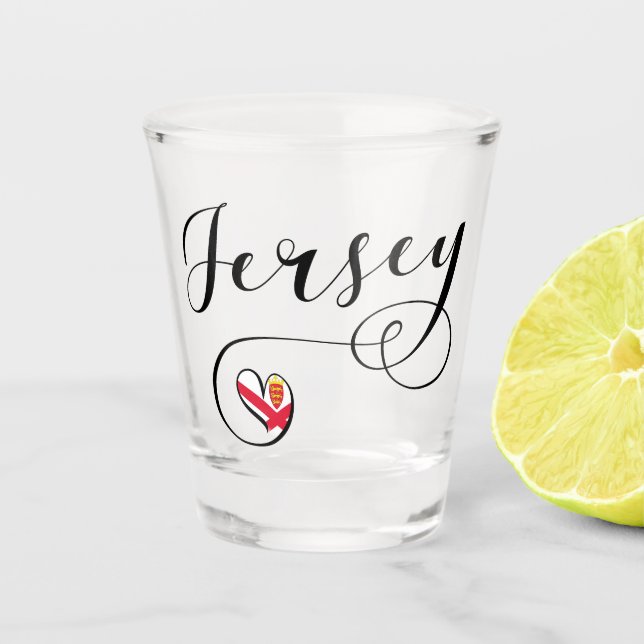 Jersey Flag Heart, Channel Islands Shot Glass (Front)