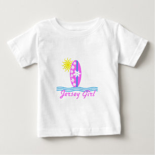 Jersey Girl baby Bodysuit Pink Surfboard W/Sun