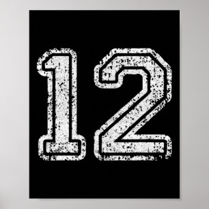 Jersey Number 12 Twelve Football Number Sport Gift Poster