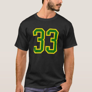 Jersey Number 33 Green Yellow Birthday Sports Numb T-Shirt