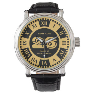 Jersey Number Black and Gold Varsity Colours Watch