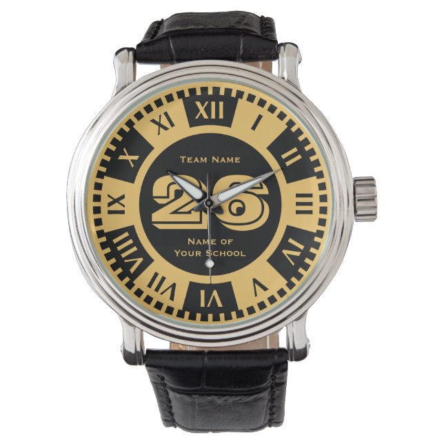 Jersey Number Black and Gold Varsity Colours Watch (Front)