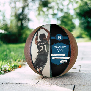 Jersey Number   Blue Graduation Monogram Basketball