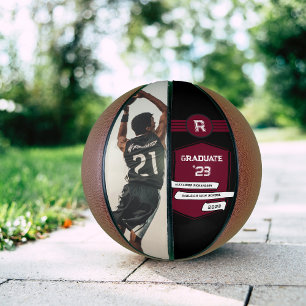 Jersey Number   Burgundy Graduation Monogram Basketball