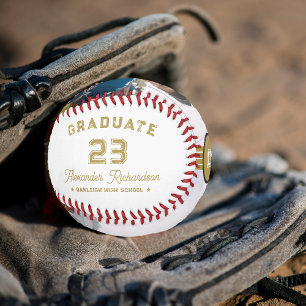 Jersey Number Gold Graduation Monogram Baseball