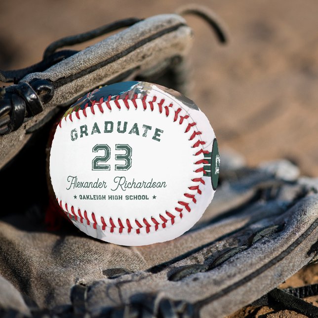 Jersey Number | Green Graduation Monogram Baseball (Creator Uploaded)