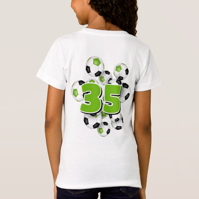 jersey number group of soccer balls bright green T-Shirt (Back)
