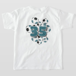 jersey number on group of teal soccer balls T-Shirt