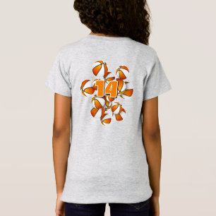 jersey number orange white team colours basketball T-Shirt