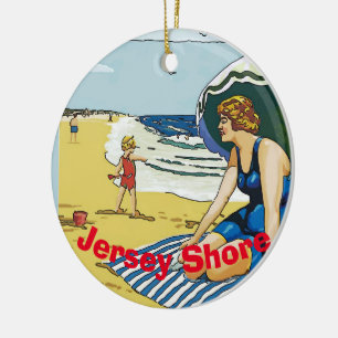 Jersey Shore,, add, edit text Ceramic Tree Decoration