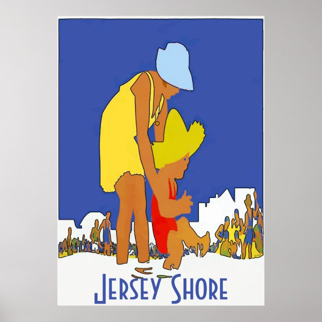 Jersey Shore Beach Vintage Style Poster (Front)