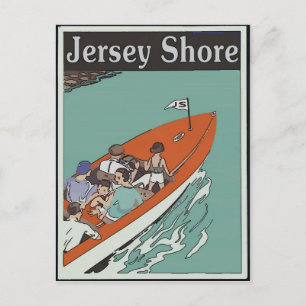 Jersey Shore Boat Ride, Vintage Style Postcard