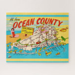 Jersey Shore Illustrated Map Jigsaw Puzzle<br><div class="desc">A 16 x 20 jigsaw puzzle of New Jersey's shoreline - beaches.  We repurposed a very colourful vintage postcard map for the puzzle image.</div>