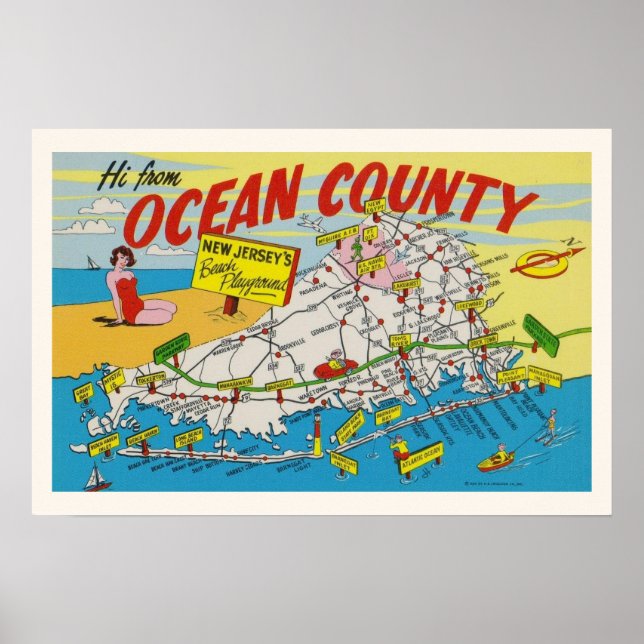 Jersey Shore Illustrated Map Poster (Front)