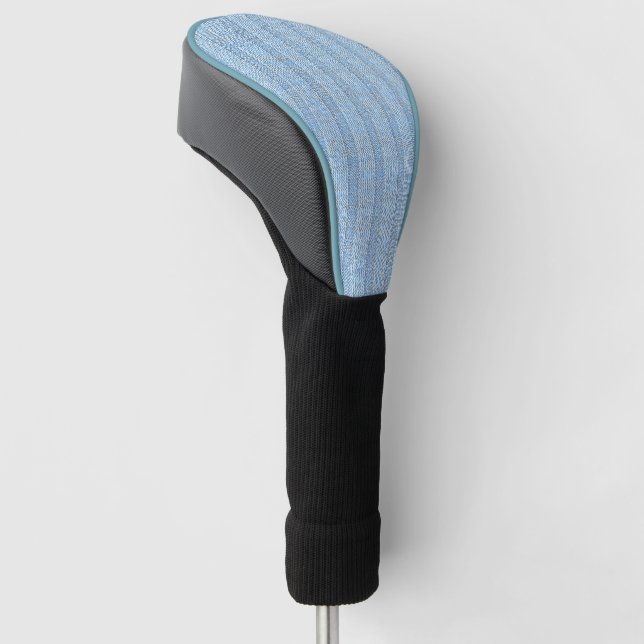 Jersey Stripe Knit Pattern in Baby Blue  Golf Head Cover (Angled)