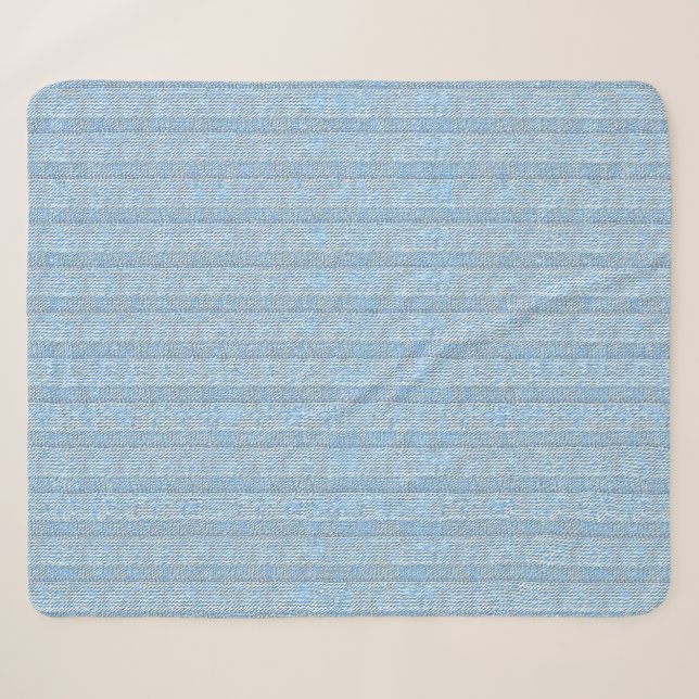 Jersey Stripe Knit Pattern in Baby Blue  Sherpa Blanket (Front (Horizontal))