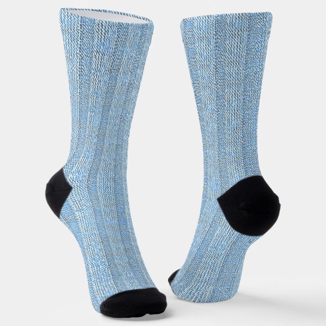 Jersey Stripe Knit Pattern in Baby Blue  Socks (Angled)
