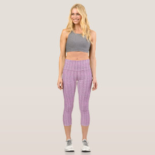 Jersey Stripe Knit Pattern in Powder Pink Capri Leggings