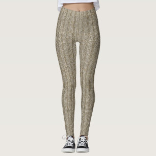 Jersey Stripe Knit Pattern in Soft Beige Leggings