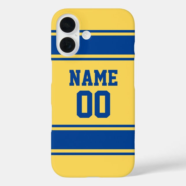 Jersey Style Yellow and Blue Personalised Girly Case-Mate iPhone Case (Back)