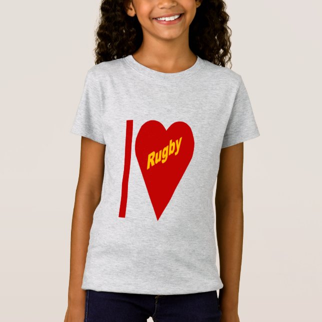 Jersey T-shirt for girls I LOVE RUGBY (Front)