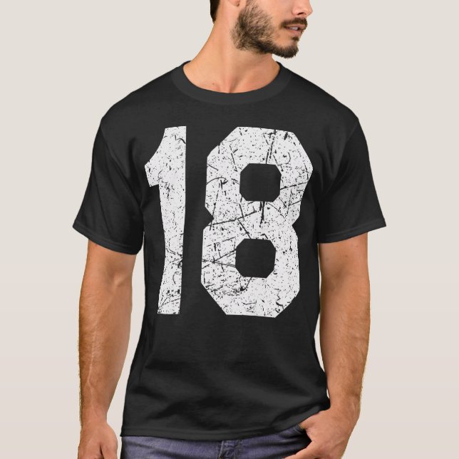 Jersey Uniform Number 18 18Th T-Shirt (Front)