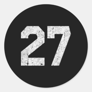 Jersey Uniform Number 27 Athletic Style Sports Classic Round Sticker