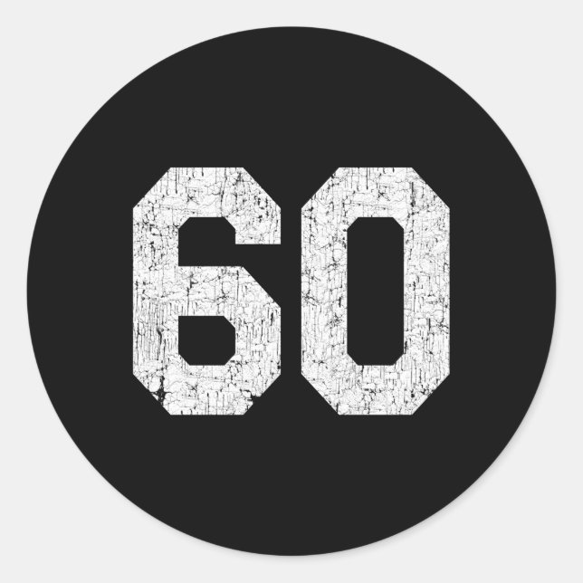 Jersey Uniform Number 60 Athletic Style Sports Classic Round Sticker (Front)