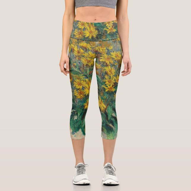 Jerusalem Artichoke Flowers by Claude Monet Capri Leggings (Front)