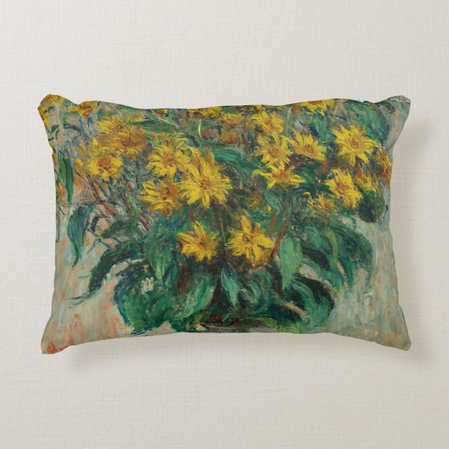 Jerusalem Artichoke Flowers - Claude Monet Decorative Cushion (Front)