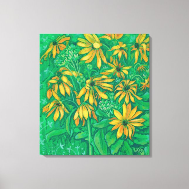 Jerusalem Artichokes Sunflower Floral Painting Art Canvas Print (Front)