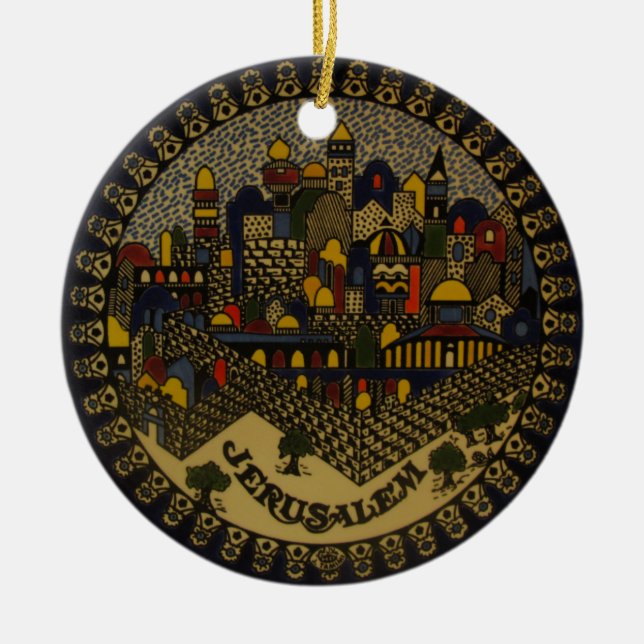 Jerusalem Ceramic Tree Decoration (Front)