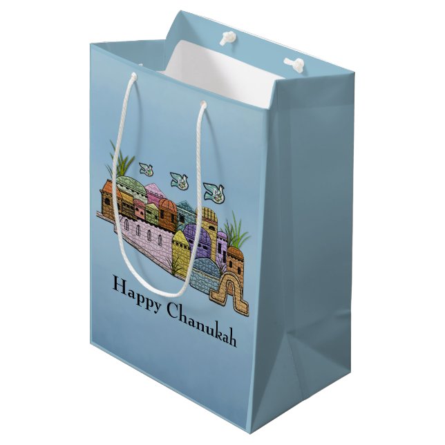 Jerusalem Chanukah Gift Bags (Front Angled)