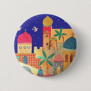 Jerusalem City Colourful Art 6 Cm Round Badge