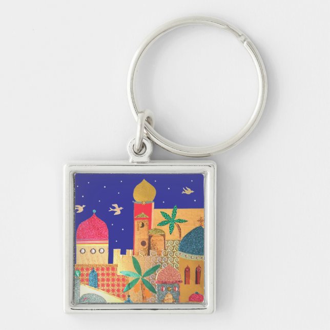 Jerusalem City Colourful Art Key Ring (Front)