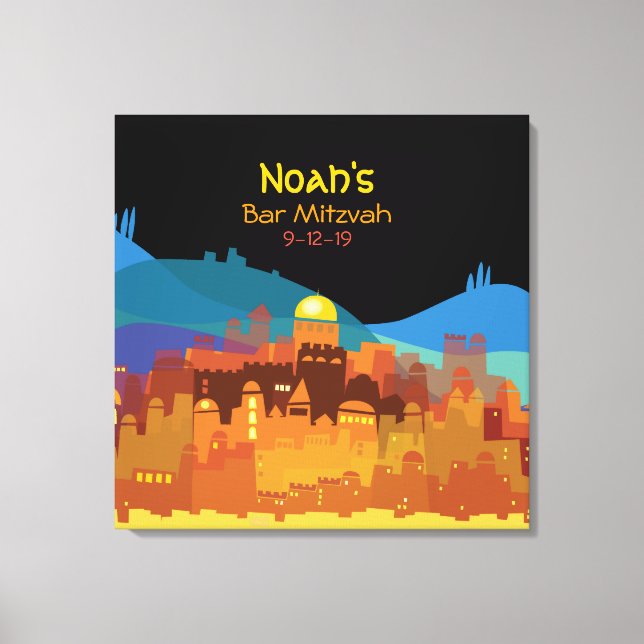 JERUSALEM CITY of GOLD Bat Mitzvah Sign-In Board Canvas Print (Front)