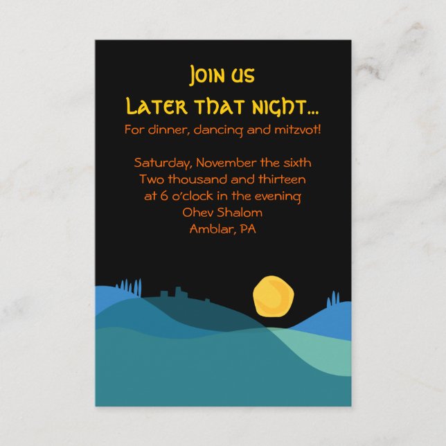 JERUSALEM CITY of GOLD Mitzvah Party Card (Front)
