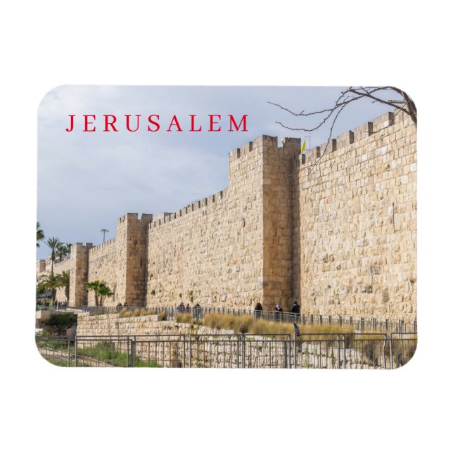 Jerusalem City Walls view fridge magnet (Horizontal)