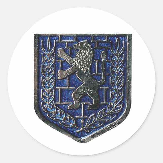 Jerusalem Crest Blue Classic Round Sticker (Front)