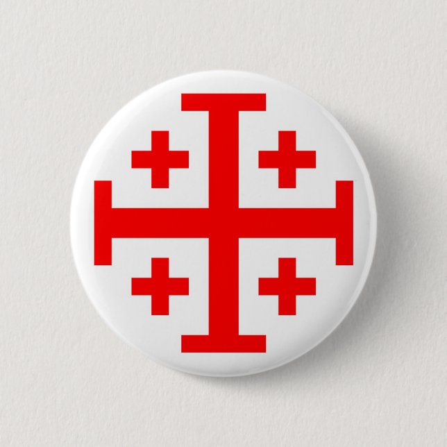 Jerusalem Cross 6 Cm Round Badge (Front)