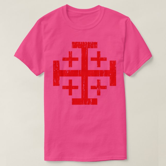 Jerusalem Cross distressed T-Shirt (Design Front)