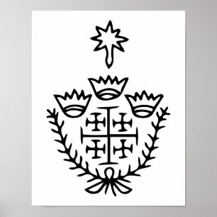 Jerusalem Cross historical pilgrimage tattoo stamp Poster