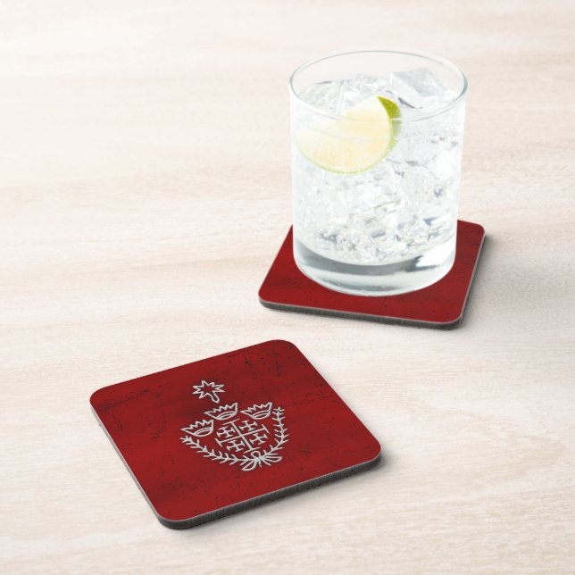 Jerusalem Cross pilgrimage tattoo stamp red Coaster (Right Side)