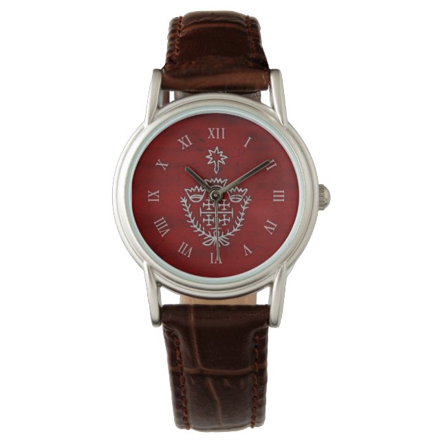 Jerusalem Cross pilgrimage tattoo stamp red Watch (Front)
