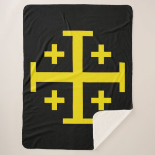 Jerusalem cross sherpa blanket