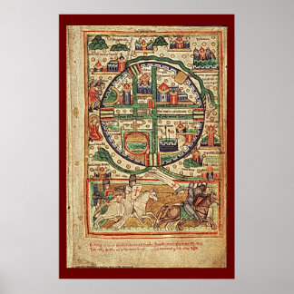 Jerusalem Crusader Era Illustrated Manuscript Poster