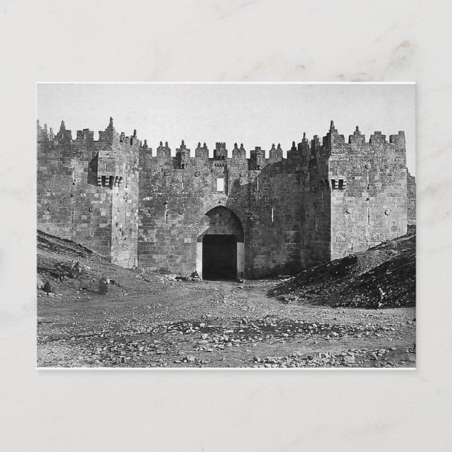 Jerusalem Damascus Gate Vintage 1870 Photo Postcard (Front)