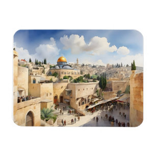 Jerusalem Israel watercolor art Magnet