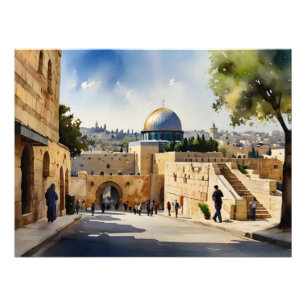 Jerusalem Israel watercolor art Photo Print